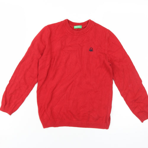 United Colors of Benetton Boys Red Cotton Pullover Jumper M
