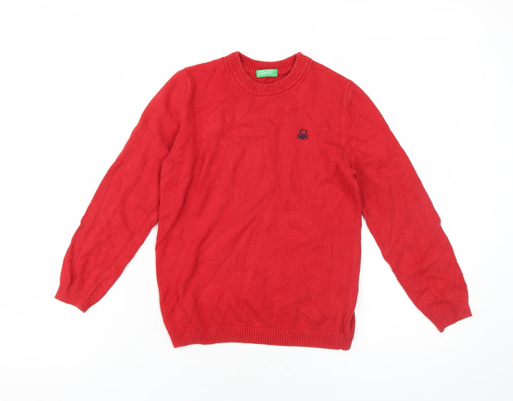 United Colors of Benetton Boys Red Cotton Pullover Jumper M