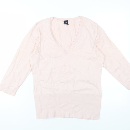 GAP Women's Pink V-Neck Pullover Jumper L