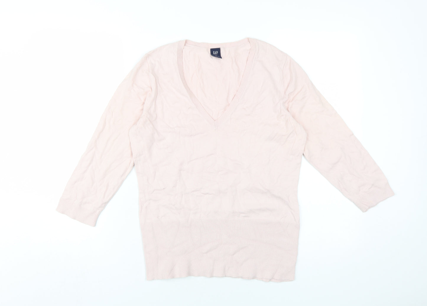 GAP Women's Pink V-Neck Pullover Jumper L