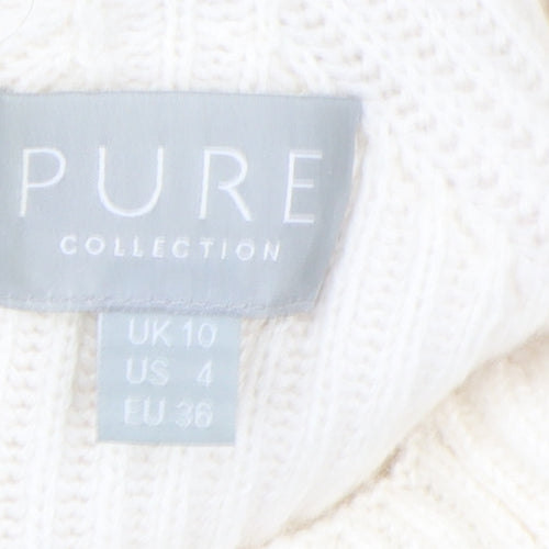 Pure Collection Women's Ivory Roll Neck Jumper, Size 10