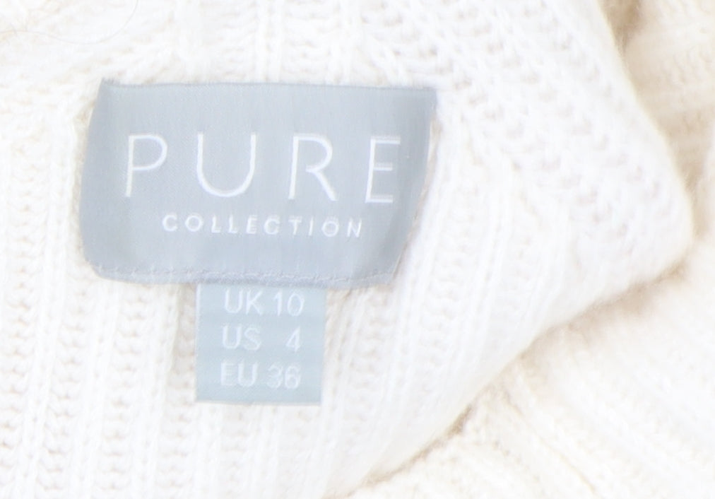 Pure Collection Women's Ivory Roll Neck Jumper, Size 10