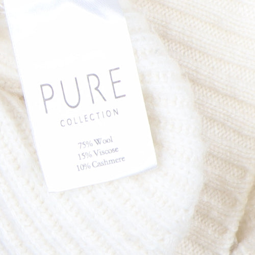 Pure Collection Women's Ivory Roll Neck Jumper, Size 10