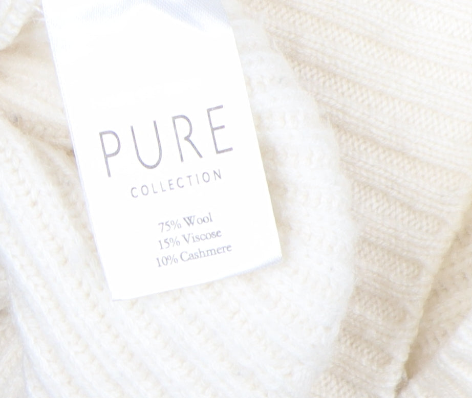 Pure Collection Women's Ivory Roll Neck Jumper, Size 10