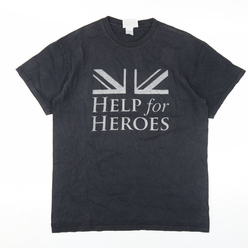 Help for Heroes Men's Black Graphic Print T-Shirt M