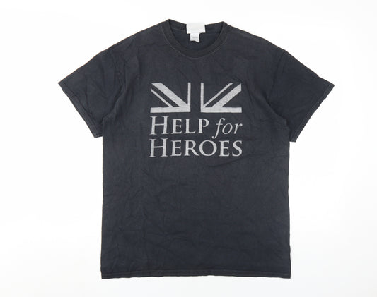 Help for Heroes Men's Black Graphic Print T-Shirt M