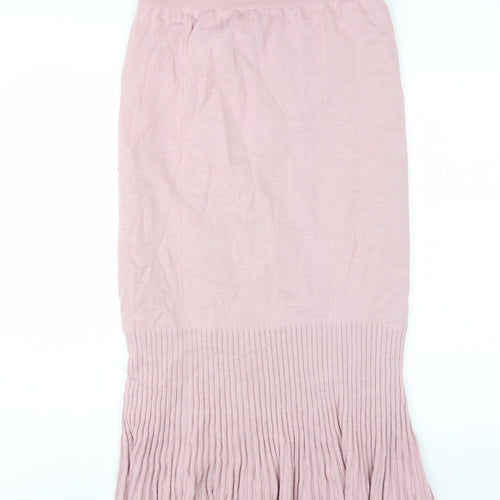 Lucia Women's Pink Pleated Midi Skirt Size 14