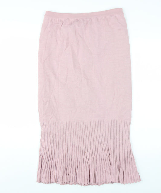 Lucia Women's Pink Pleated Midi Skirt Size 14