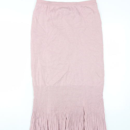 Lucia Women's Pink Pleated Midi Skirt Size 14