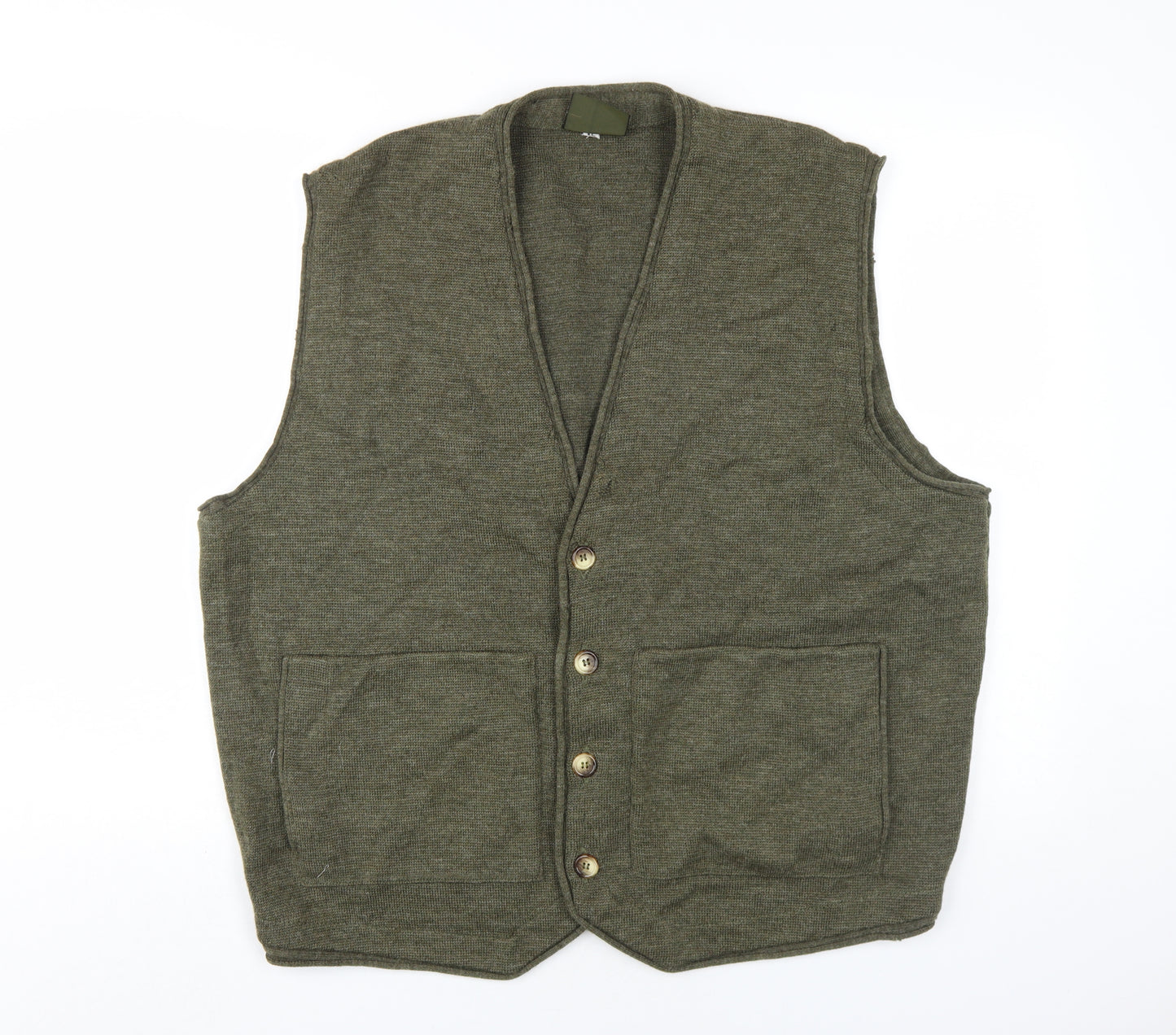 Priory Men's Green Wool Vest XL Sleeveless Knit