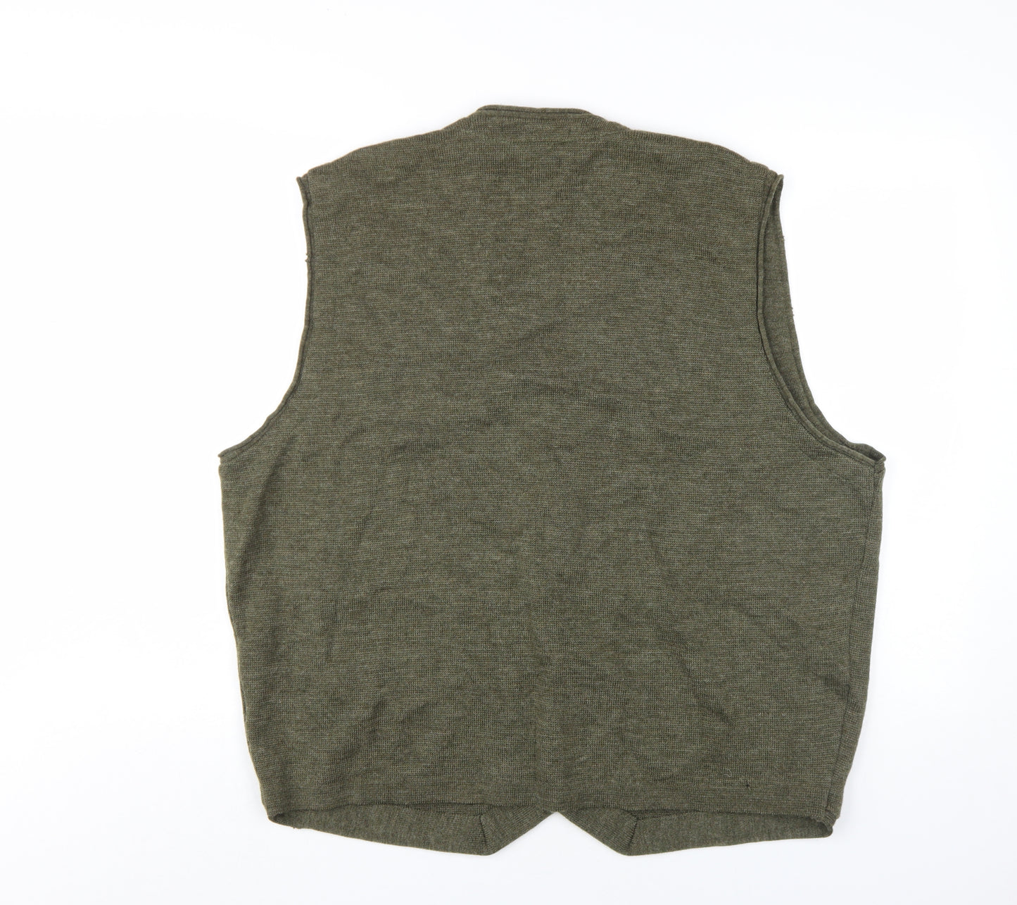 Priory Men's Green Wool Vest XL Sleeveless Knit