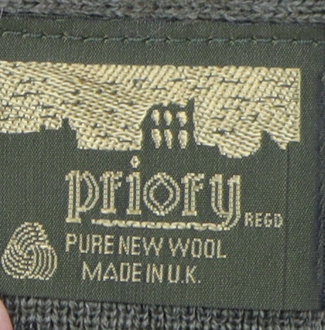 Priory Men's Green Wool Vest XL Sleeveless Knit