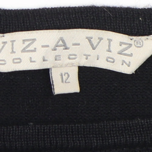 Viz-A-Viz Women's Black Crew Neck Jumper Size 12