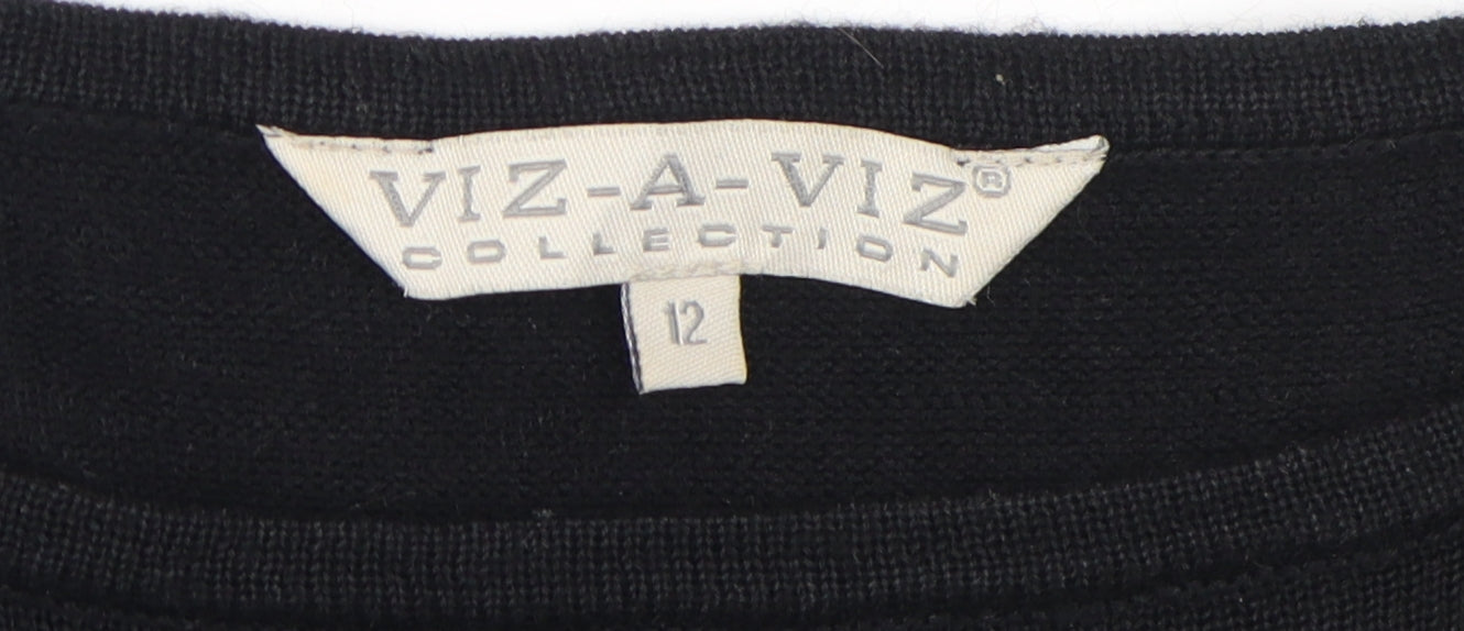 Viz-A-Viz Women's Black Crew Neck Jumper Size 12