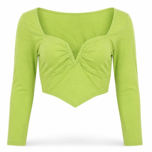 Urban Outfitters Women's Green Cropped Top, Size S, V-Neck