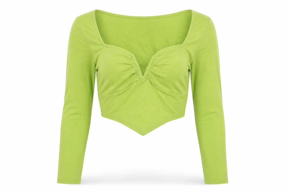 Urban Outfitters Women's Green Cropped Top, Size S, V-Neck
