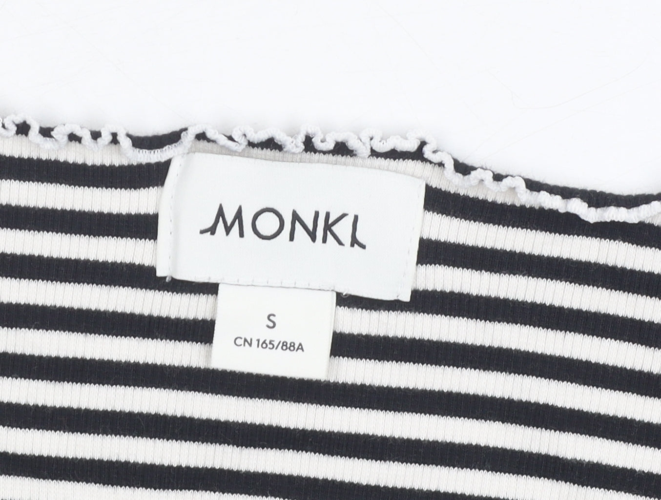 Monki Women's Black Striped Cropped T-Shirt Size 12