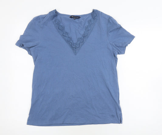 Crew Clothing Women's Blue V-Neck T-Shirt Size 12