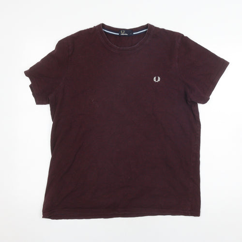 Fred Perry Men's Red Cotton Short Sleeve T-Shirt L