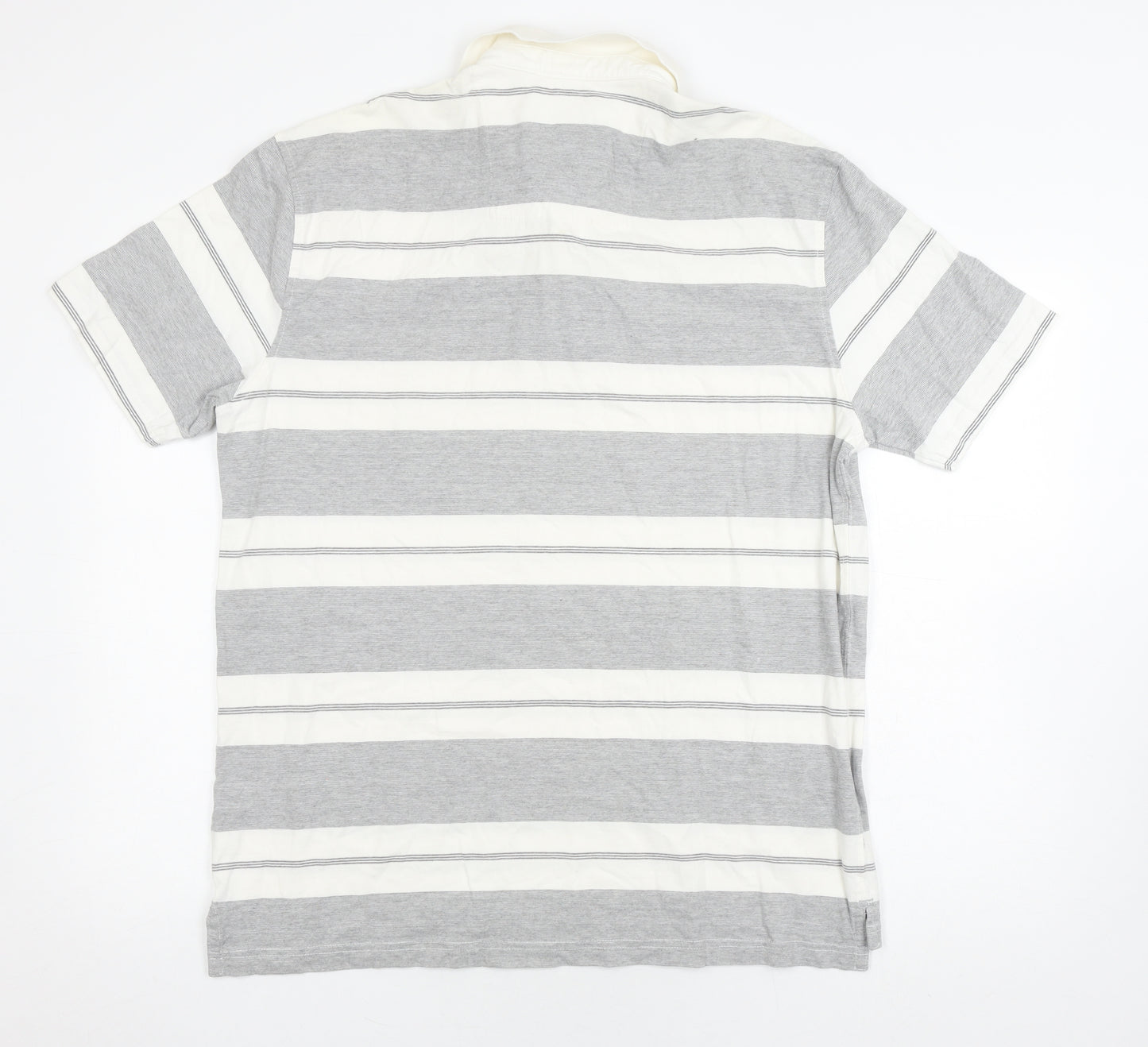 Boston Crew Men's Grey Striped Polo Shirt L