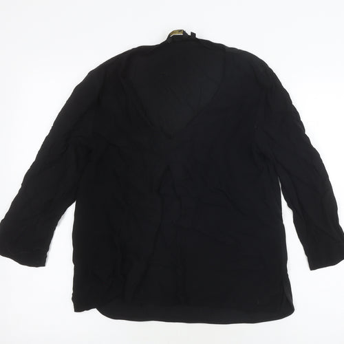 Massimo Dutti Women Black Blouse - Size 12, Viscose, Casual