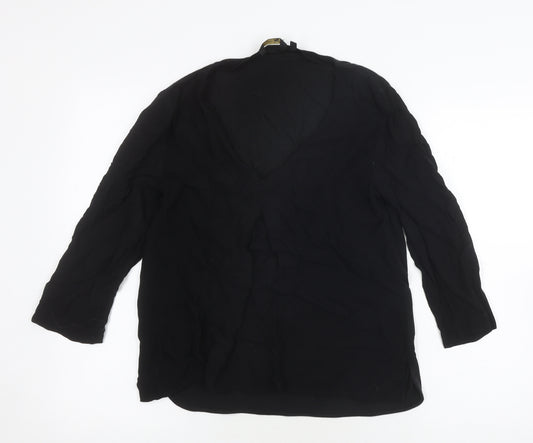 Massimo Dutti Women Black Blouse - Size 12, Viscose, Casual