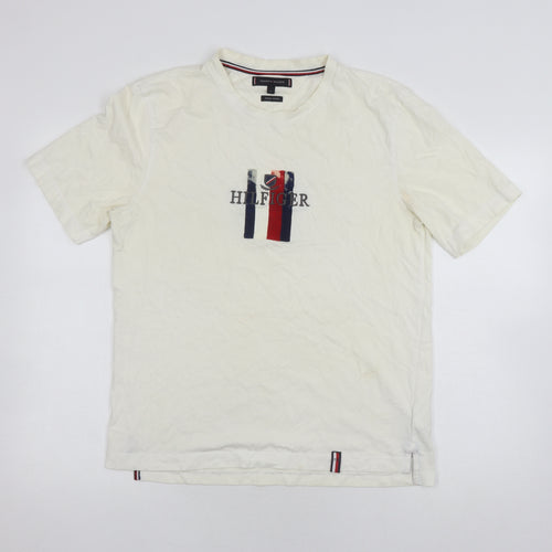 Tommy Hilfiger Men's White Logo Cotton T-Shirt L