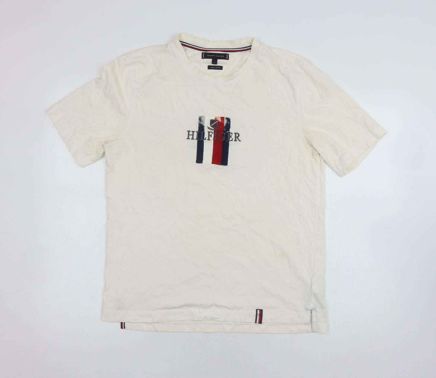 Tommy Hilfiger Men's White Logo Cotton T-Shirt L