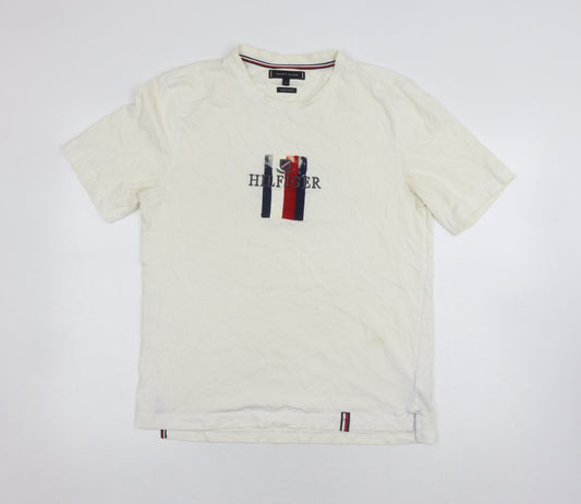 Tommy Hilfiger Men's White Logo Cotton T-Shirt L