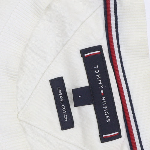 Tommy Hilfiger Men's White Logo Cotton T-Shirt L