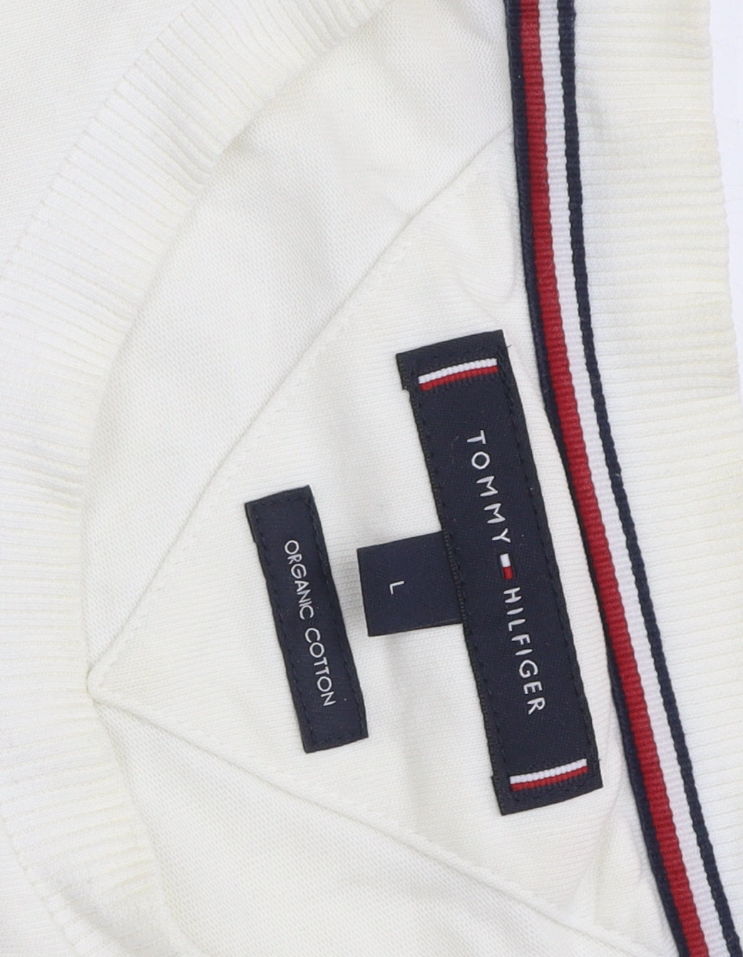 Tommy Hilfiger Men's White Logo Cotton T-Shirt L