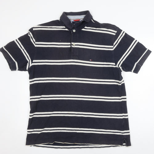 Tommy Hilfiger Men's Black XL Striped Polo Shirt