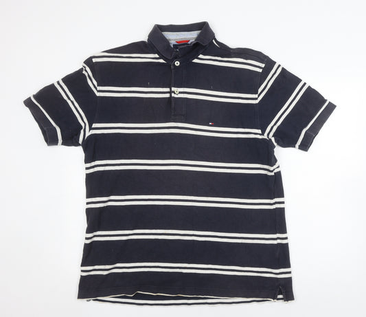 Tommy Hilfiger Men's Black XL Striped Polo Shirt