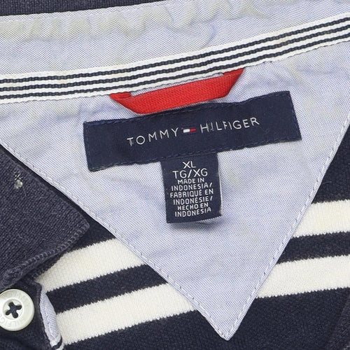 Tommy Hilfiger Men's Black XL Striped Polo Shirt