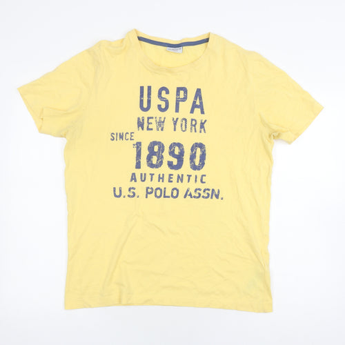 U.S. Polo Assn. Men's Yellow L T-Shirt Logo Print