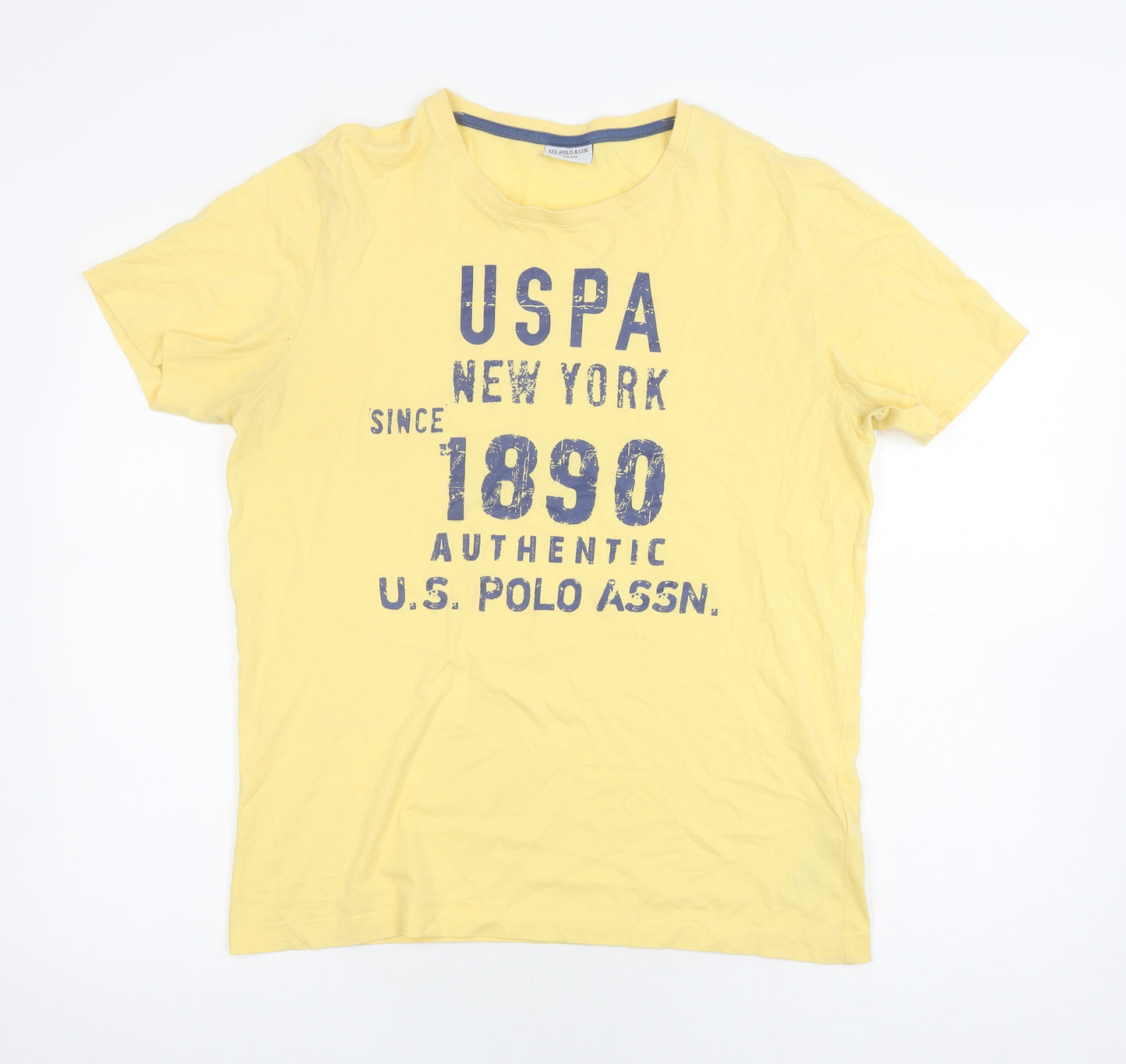 U.S. Polo Assn. Men's Yellow L T-Shirt Logo Print