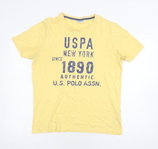 U.S. Polo Assn. Men's Yellow L T-Shirt Logo Print