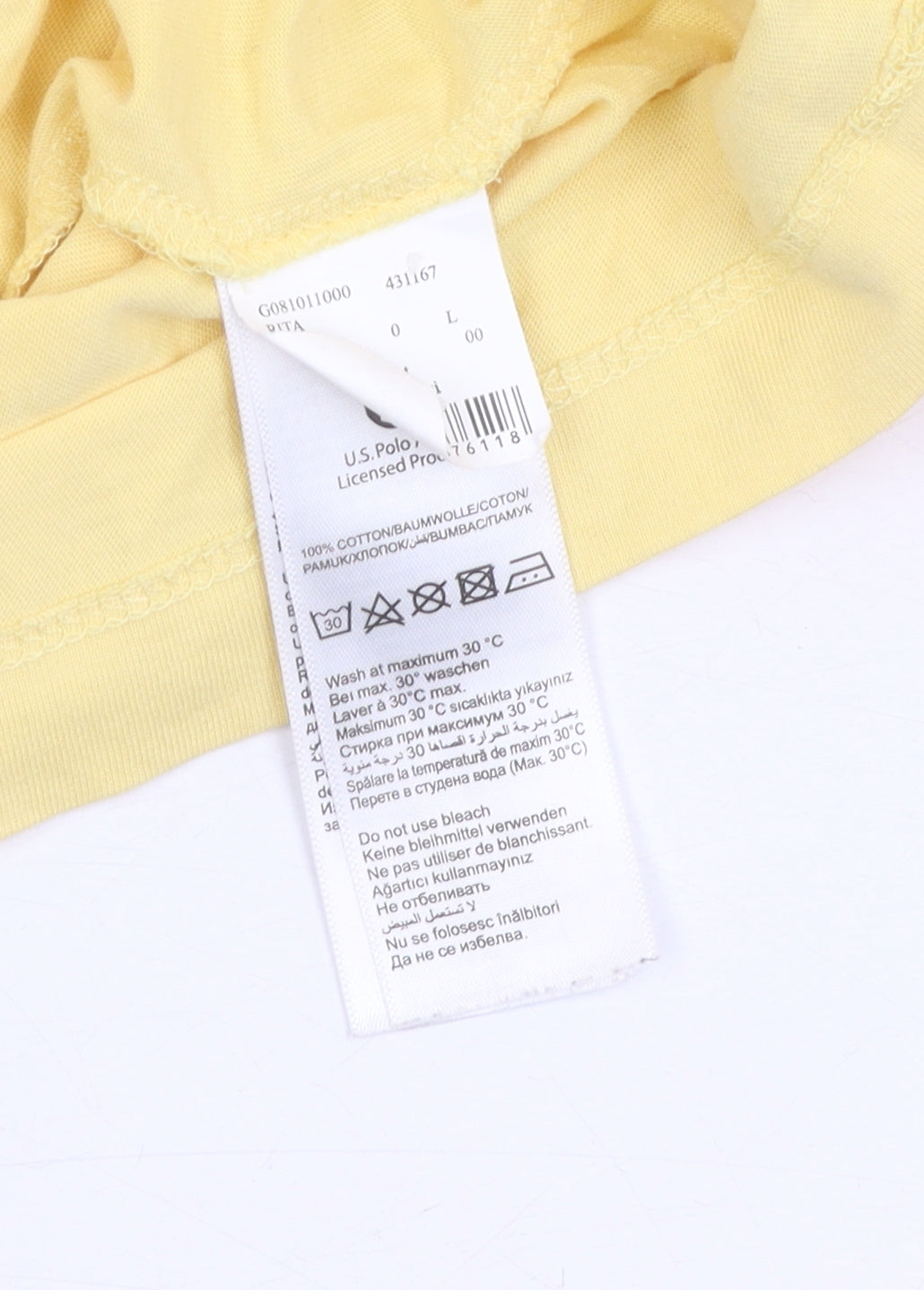 U.S. Polo Assn. Men's Yellow L T-Shirt Logo Print