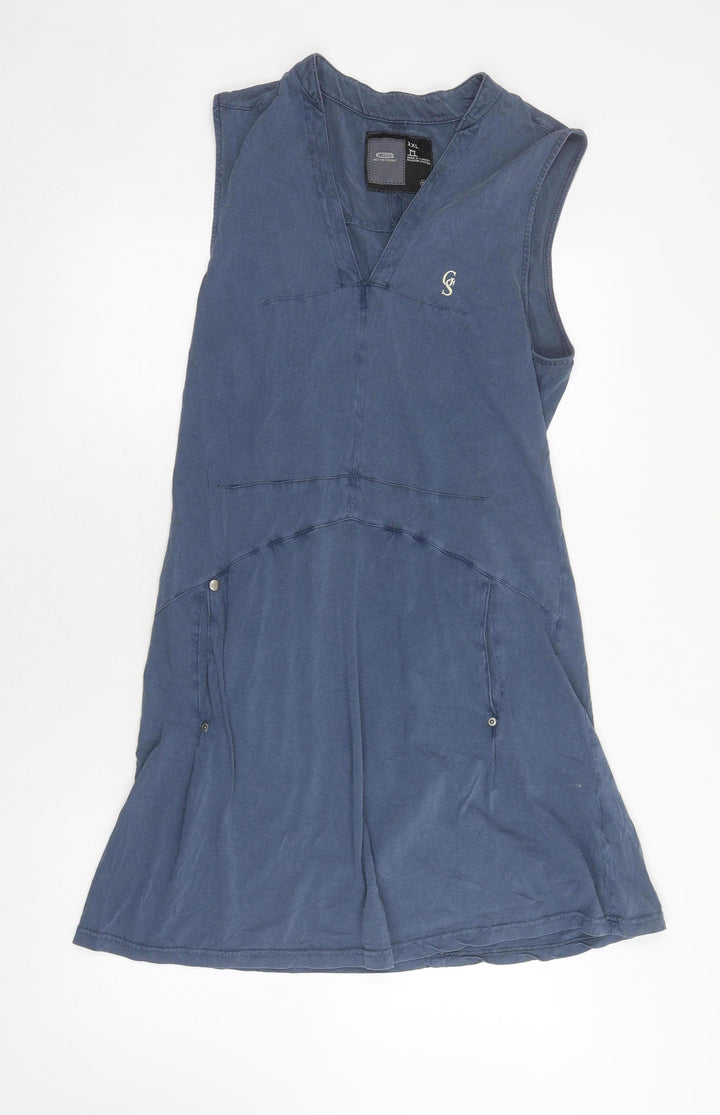 G-Star Women Blue XL Sleeveless Shift Dress Casual