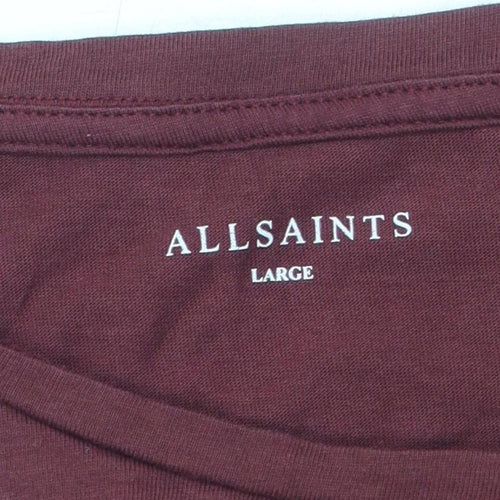 AllSaints Women's Red T-Shirt, L, Casual Long Sleeve Top