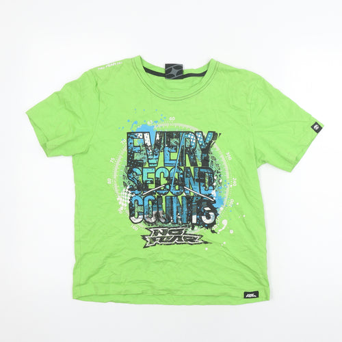 No Fear Boys Green Graphic T-Shirt, 11-12 Years, Casual Style