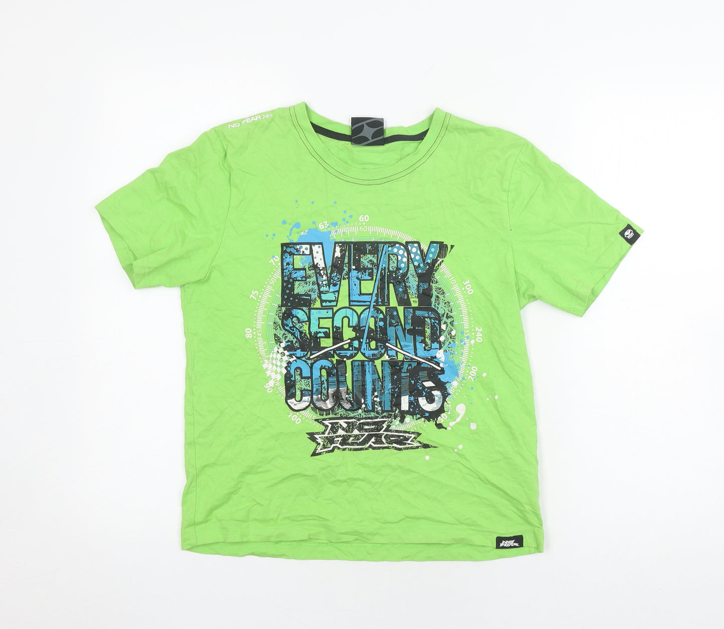 No Fear Boys Green Graphic T-Shirt, 11-12 Years, Casual Style