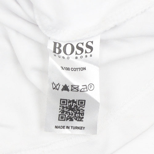 BOSS Men's White Polo Shirt M Short Sleeve Stylish Logo