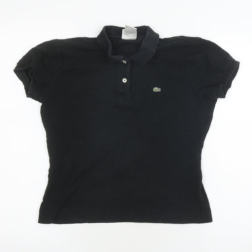 Lacoste Women's Black Polo Shirt Size 16 Cotton Stretch