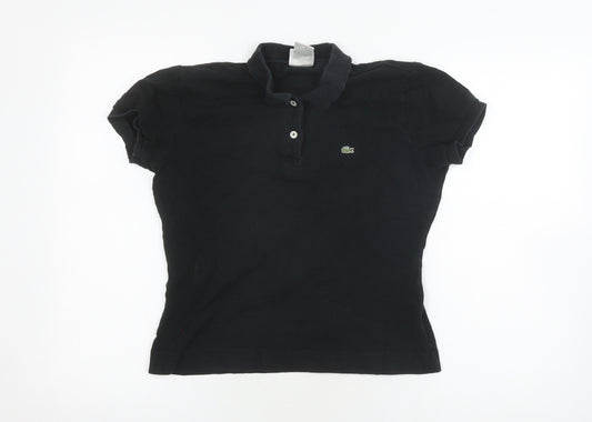 Lacoste Women's Black Polo Shirt Size 16 Cotton Stretch