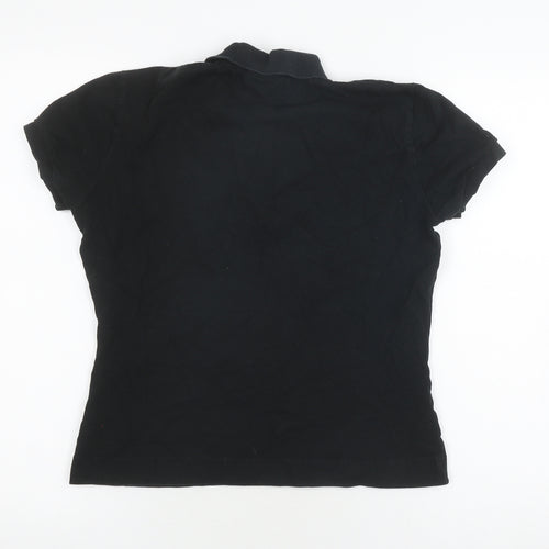 Lacoste Women's Black Polo Shirt Size 16 Cotton Stretch