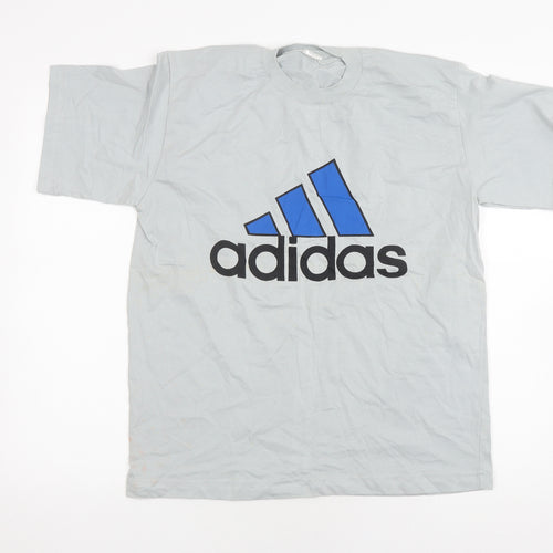 Adidas Men's Grey Sports T-Shirt, Size S, Graphic Logo Tee