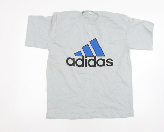 Adidas Men's Grey Sports T-Shirt, Size S, Graphic Logo Tee