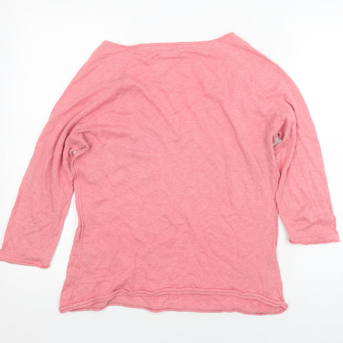 Fat Face Women's Pink V-Neck Jersey Top - Size 12