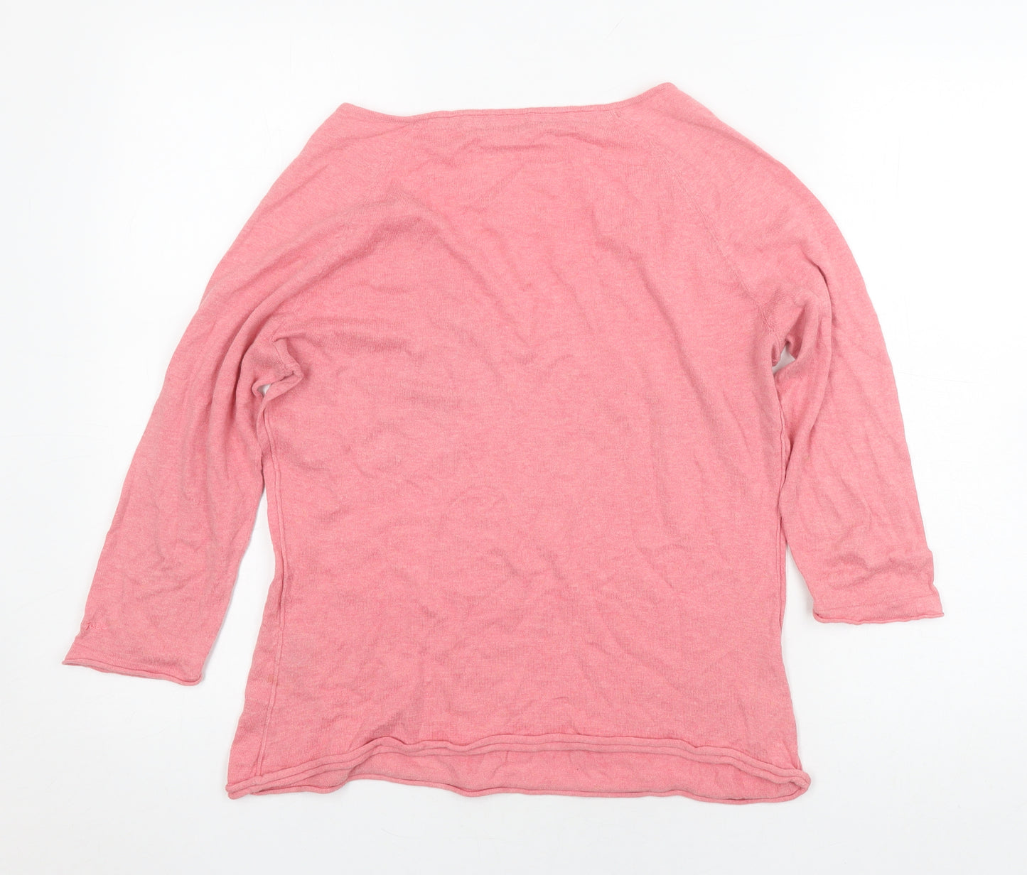 Fat Face Women's Pink V-Neck Jersey Top - Size 12